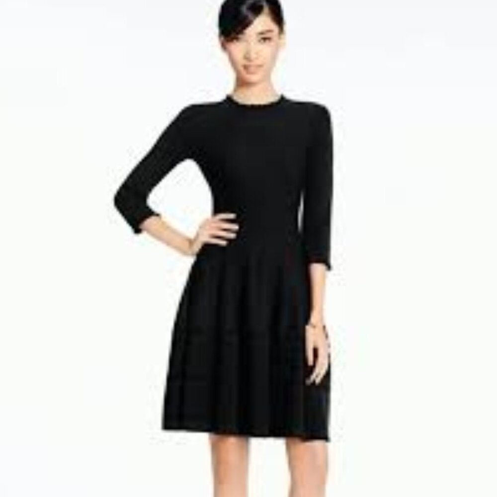 Kate Spade Pointelle Sweater Dress Black Knit Large